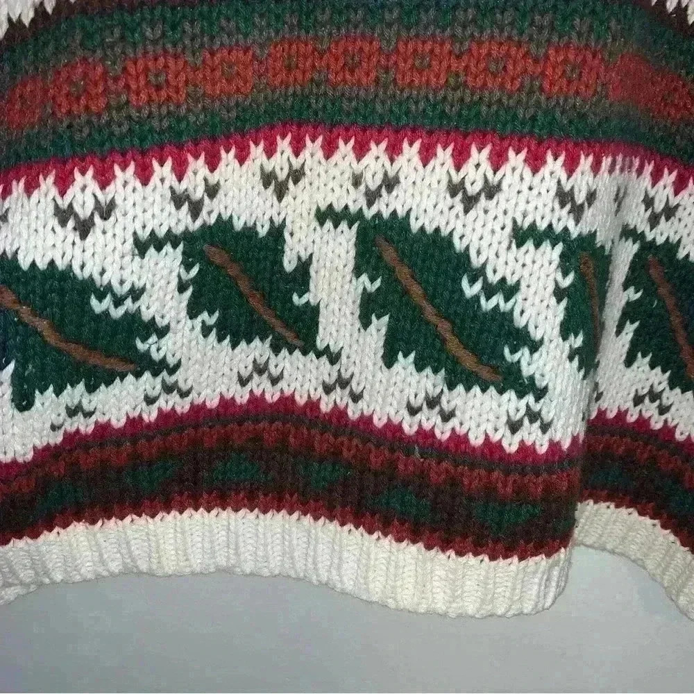 Vintage Christopher Sport Chunky Patterned Cotton Grandpa Sweater Large - Picture 5 of 10